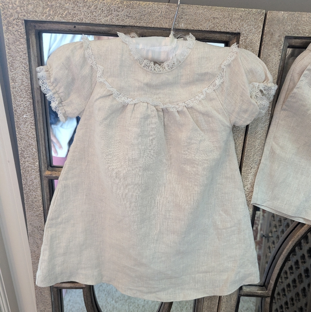 Edgehill Collection Beige Linen Dress Size 24 M Euc